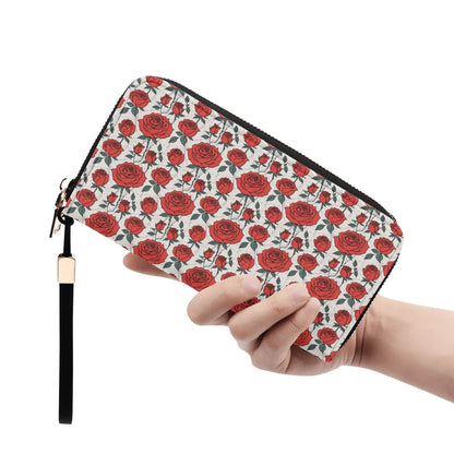 Red Roses Women's Leather Zipper Wristlet Wallet - DeRose Seasonal