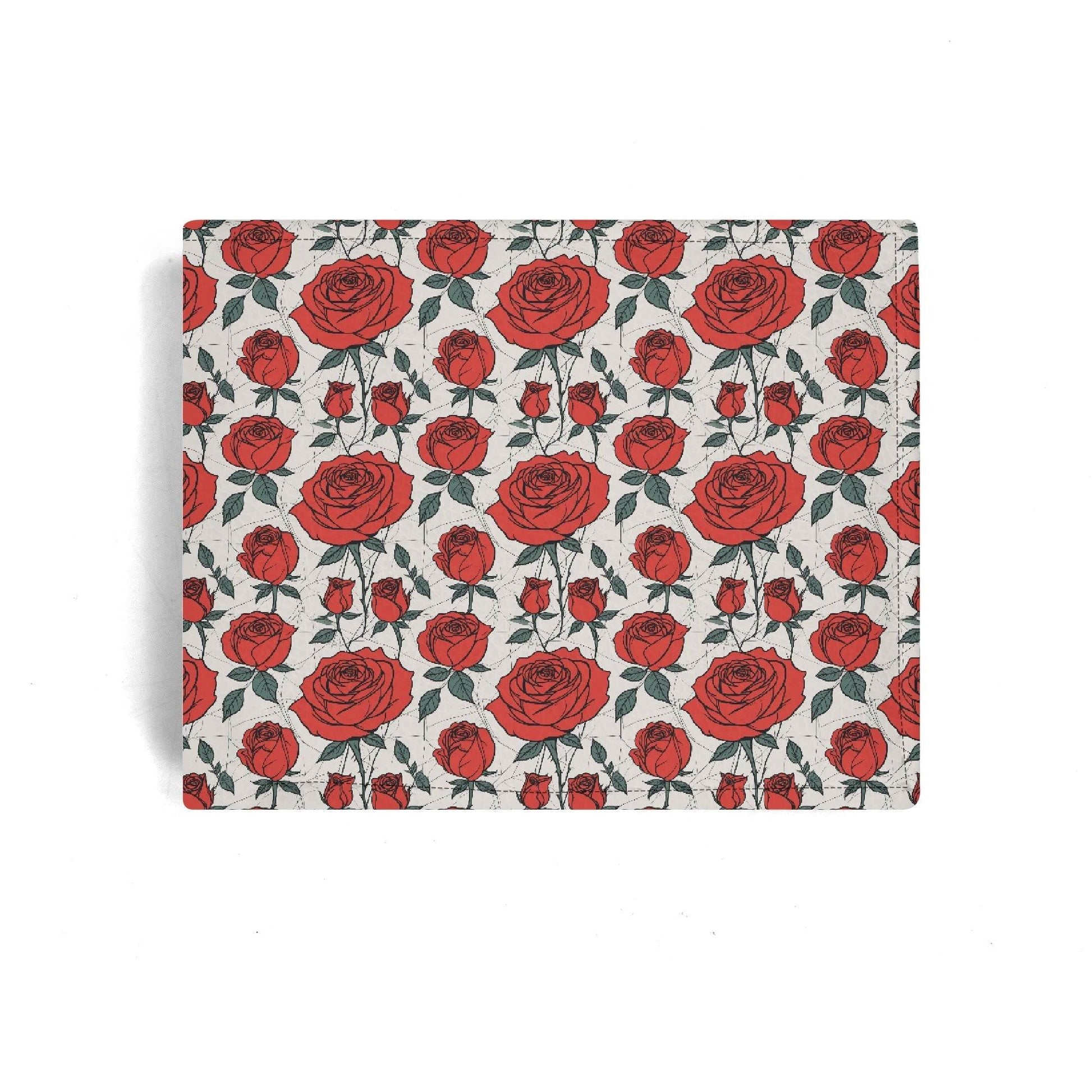 Red Roses Men's Leather Folded Wallet - DeRose Seasonal