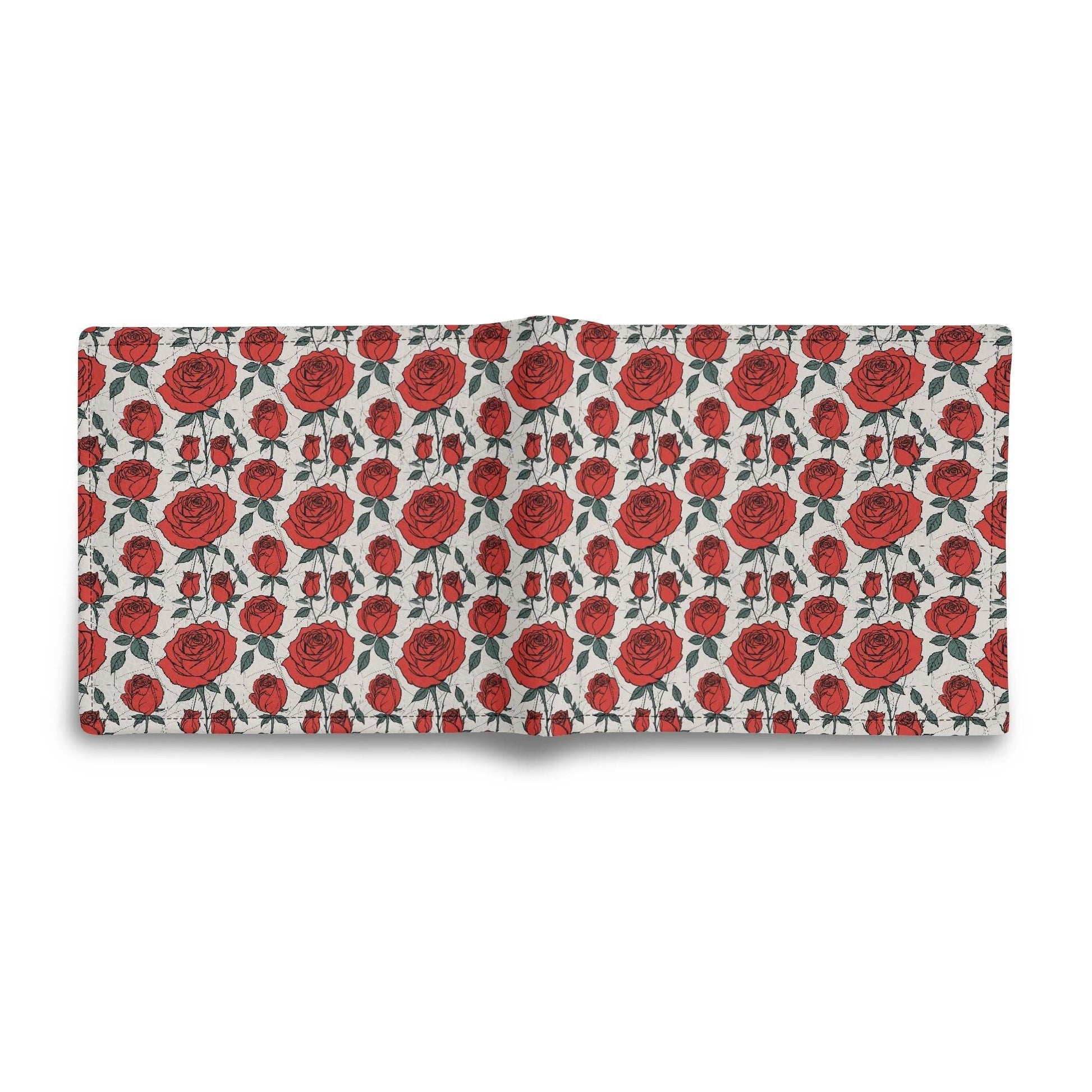 Red Roses Men's Leather Folded Wallet - DeRose Seasonal