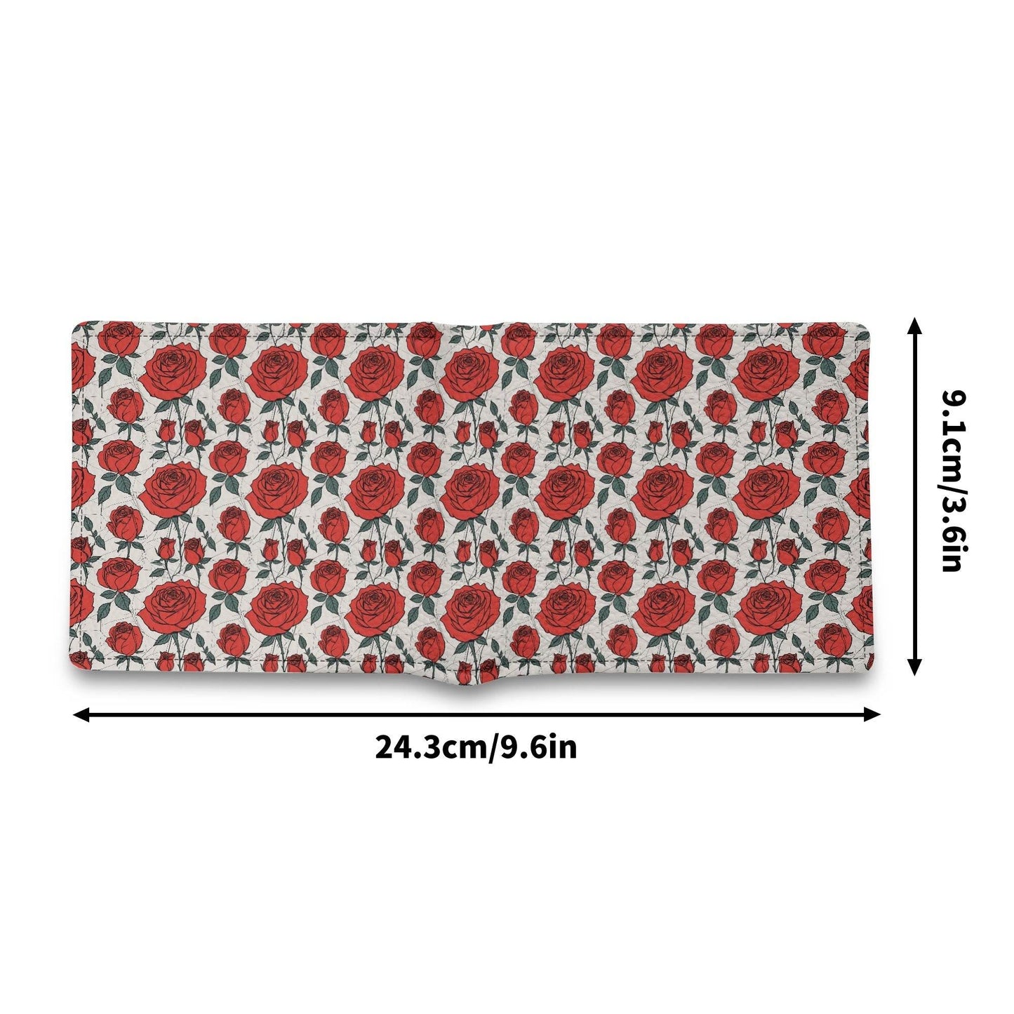 Red Roses Men's Leather Folded Wallet - DeRose Seasonal