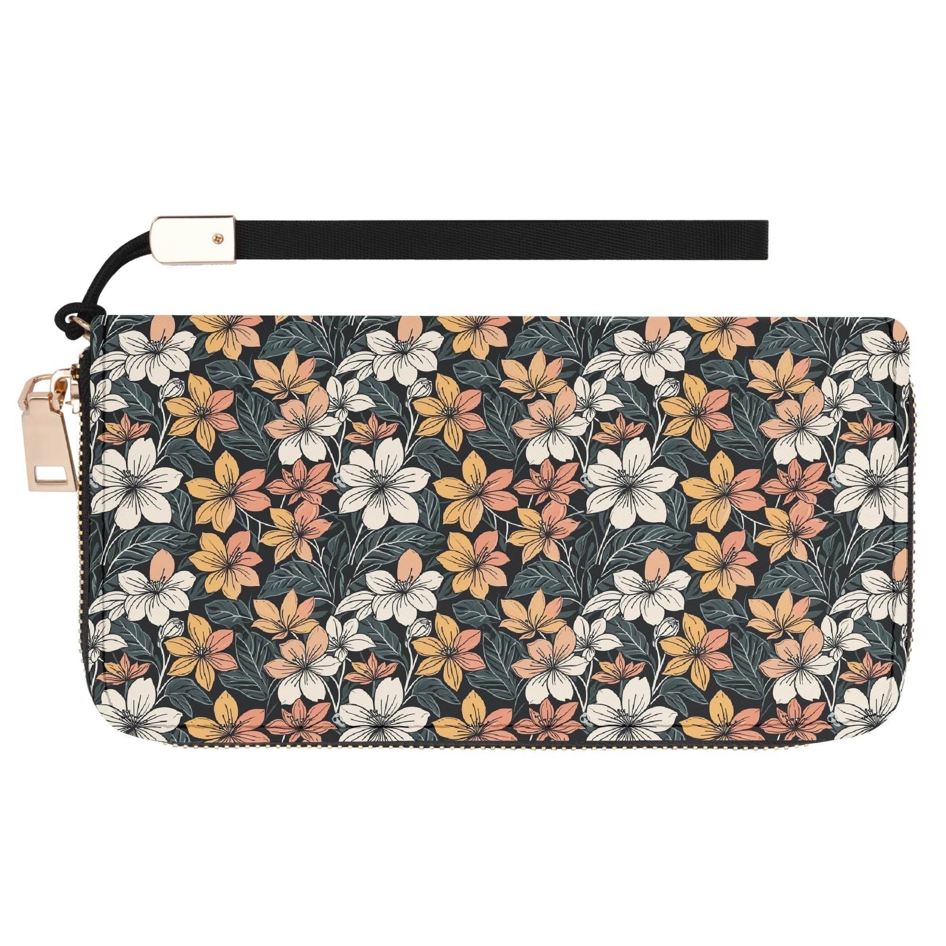 Field of Flowers Women's Leather Zipper Wristlet Wallet - DeRose Seasonal