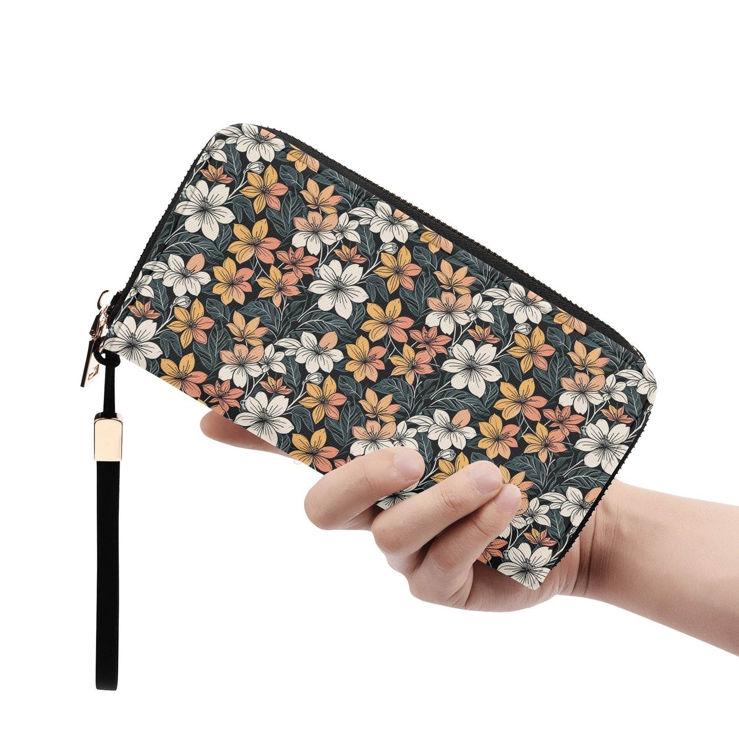 Field of Flowers Women's Leather Zipper Wristlet Wallet - DeRose Seasonal