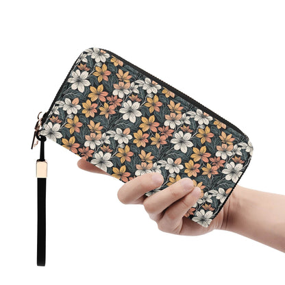 Field of Flowers Women's Leather Zipper Wristlet Wallet - DeRose Seasonal
