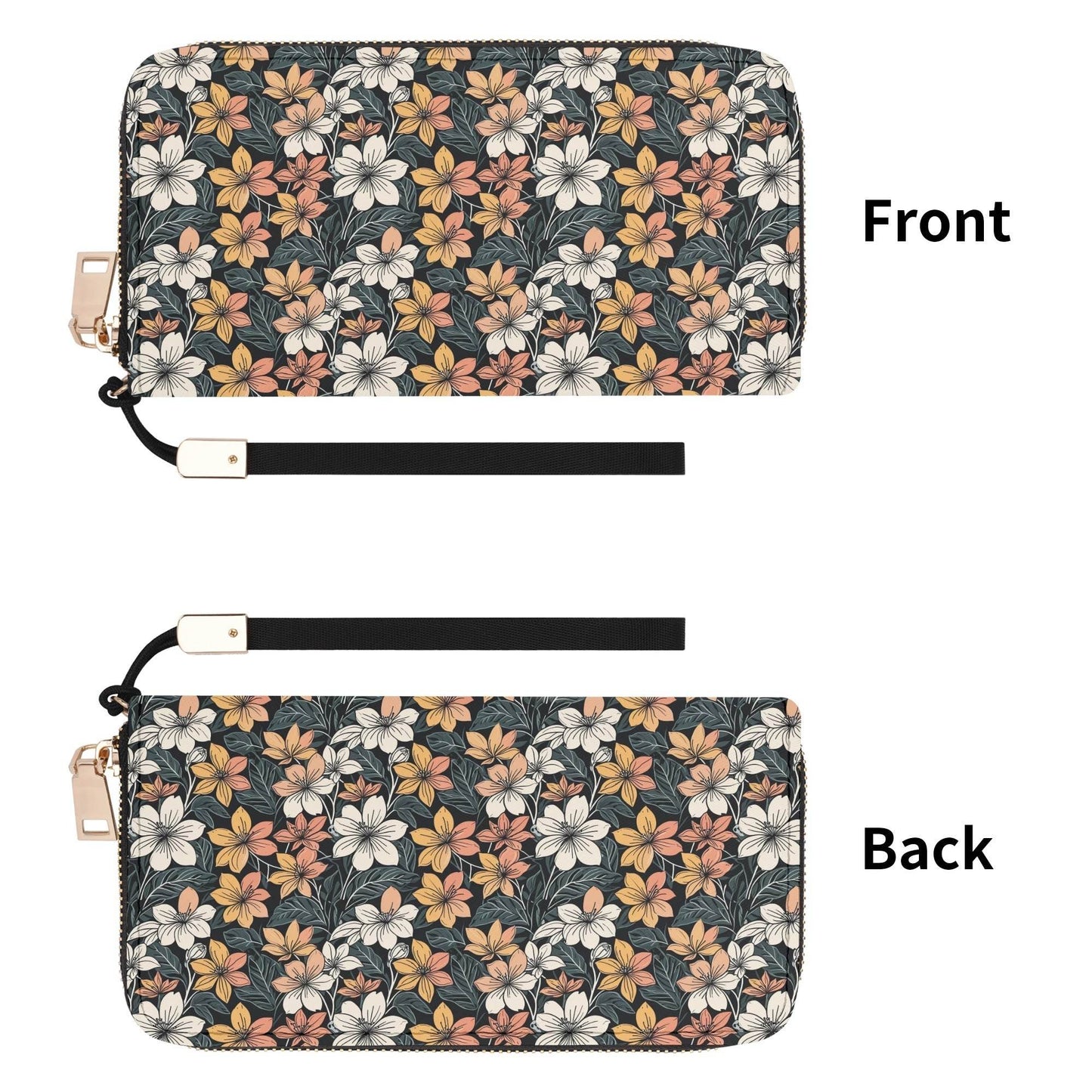 Field of Flowers Women's Leather Zipper Wristlet Wallet - DeRose Seasonal
