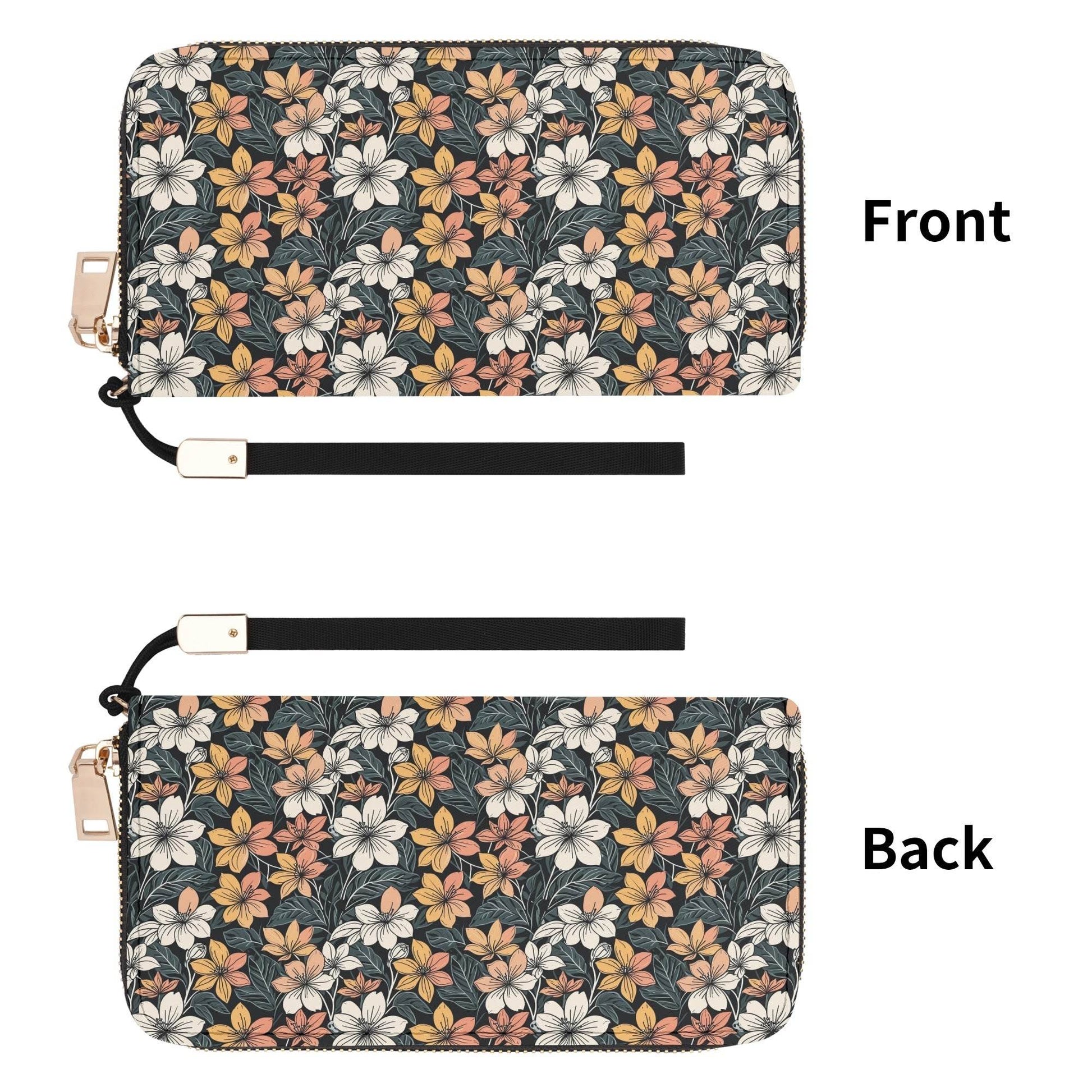 Field of Flowers Women's Leather Zipper Wristlet Wallet - DeRose Seasonal