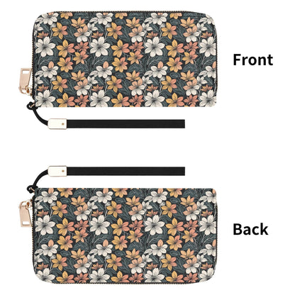 Field of Flowers Women's Leather Zipper Wristlet Wallet - DeRose Seasonal