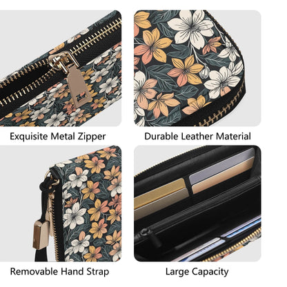 Field of Flowers Women's Leather Zipper Wristlet Wallet - DeRose Seasonal