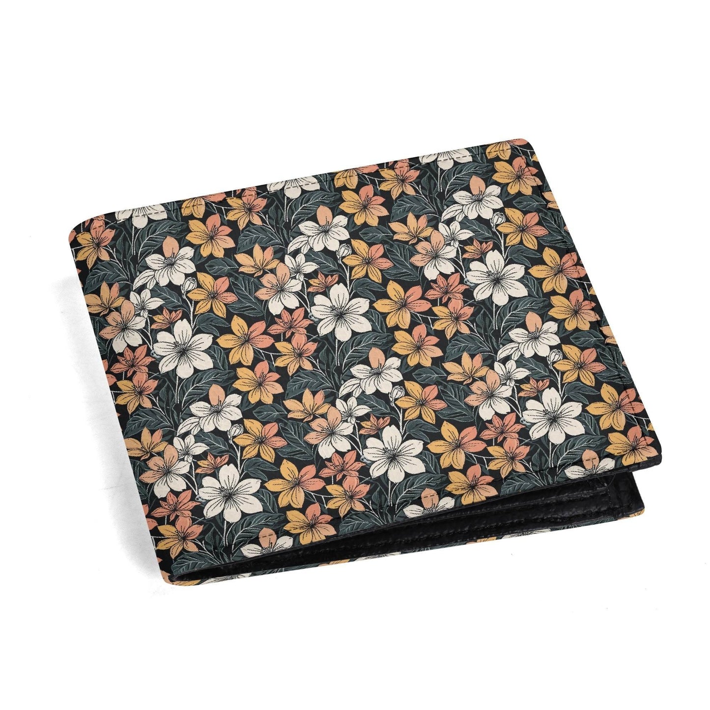 Field of Flowers Men's Leather Folded Wallet - DeRose Seasonal