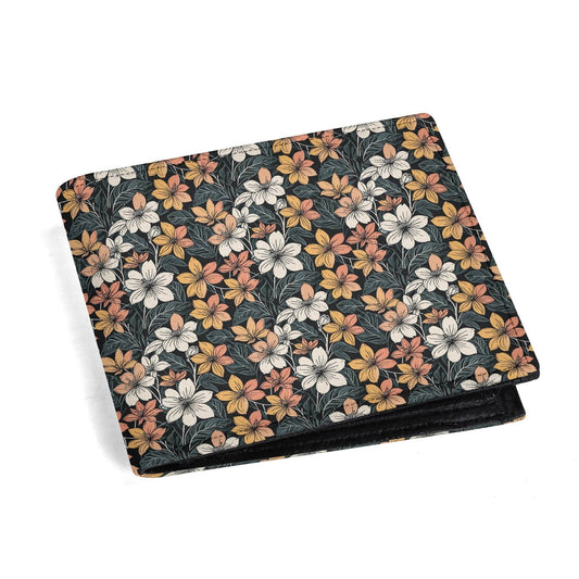 Field of Flowers Men's Leather Folded Wallet - DeRose Seasonal