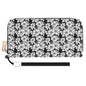 Black and White Floral Women's Leather Zipper Wristlet Wallet - DeRose Seasonal