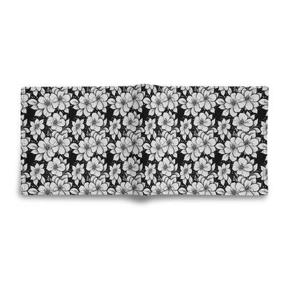 Black and White Floral Men's Leather Folded Wallet - DeRose Seasonal