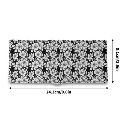 Black and White Floral Men's Leather Folded Wallet - DeRose Seasonal