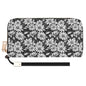 Black and White Daisy Women's Leather Zipper Wristlet Wallet - DeRose Seasonal