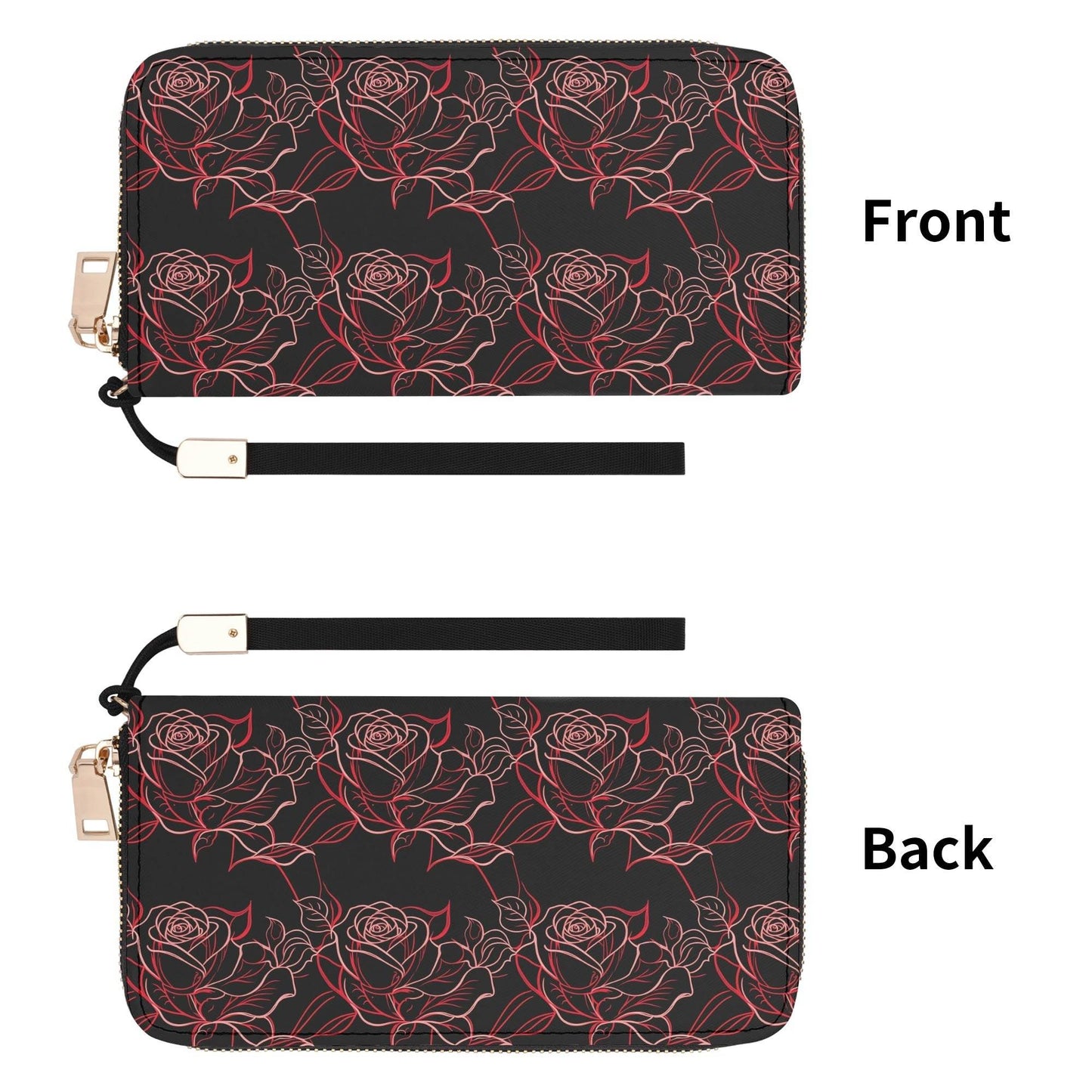 Red Light Rose Women's Leather Zipper Wristlet Wallet - DeRose Seasonal