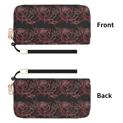 Red Light Rose Women's Leather Zipper Wristlet Wallet - DeRose Seasonal