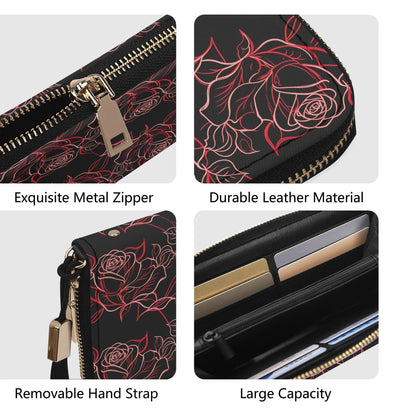 Red Light Rose Women's Leather Zipper Wristlet Wallet - DeRose Seasonal