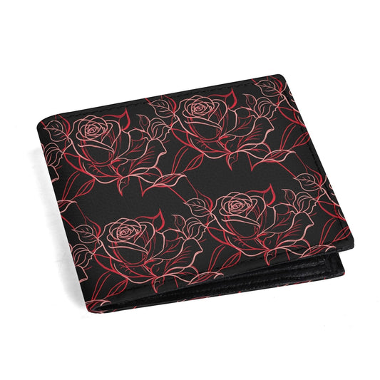 Red Light Rose Men's Leather Folded Wallet - DeRose Seasonal