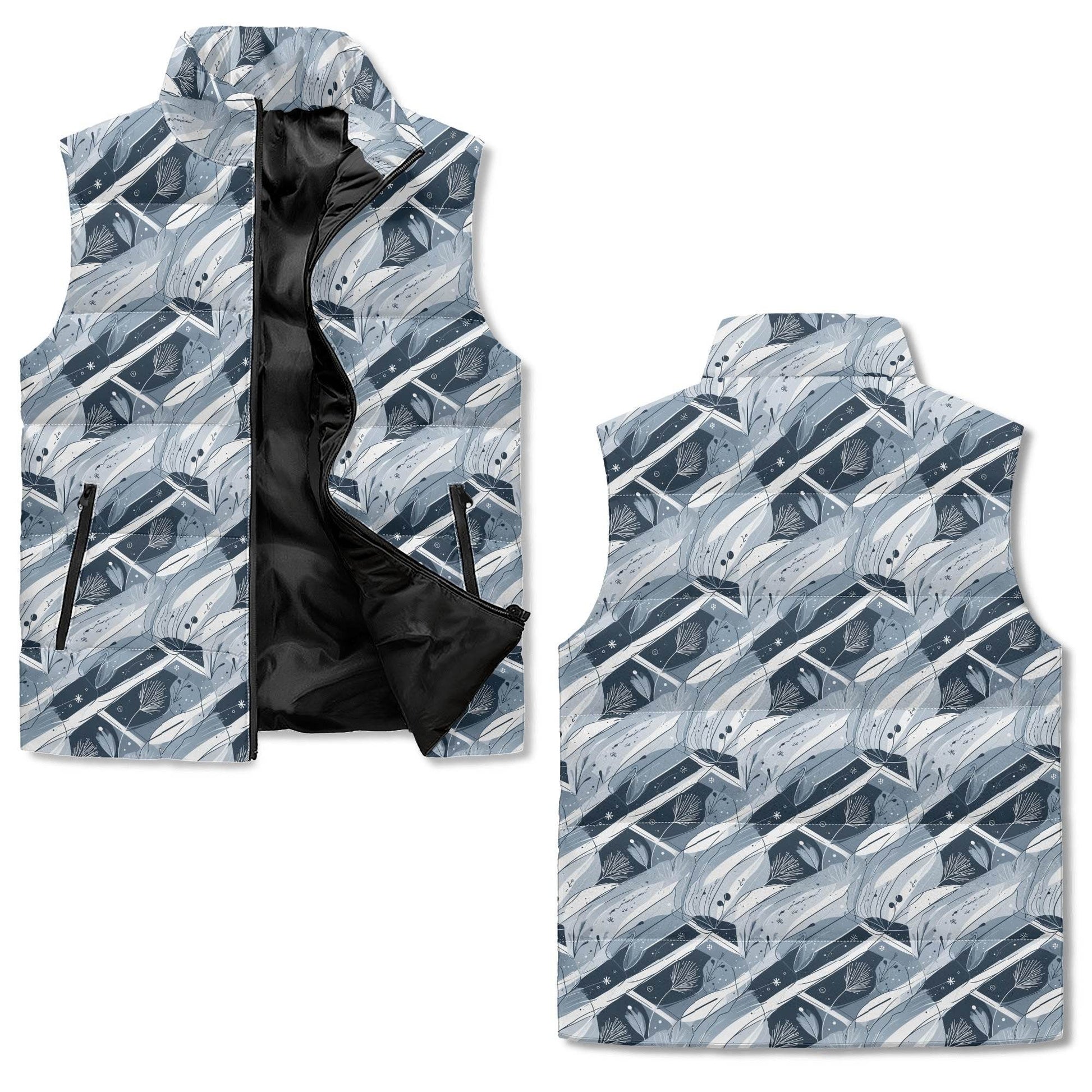 Blue Wind Unisex Lightweight Stand Collar Zip Up Puffer Vest - DeRose Seasonal