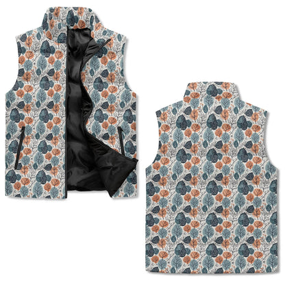 Freezing Leaves Unisex Lightweight Stand Collar Zip Up Puffer Vest - DeRose Seasonal