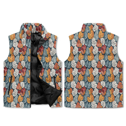 Fall Into Winter Unisex Lightweight Stand Collar Zip Up Puffer Vest - DeRose Seasonal