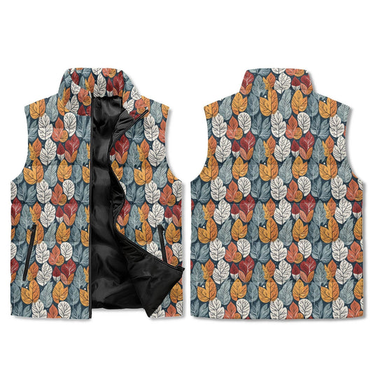 Fall Into Winter Unisex Lightweight Stand Collar Zip Up Puffer Vest - DeRose Seasonal