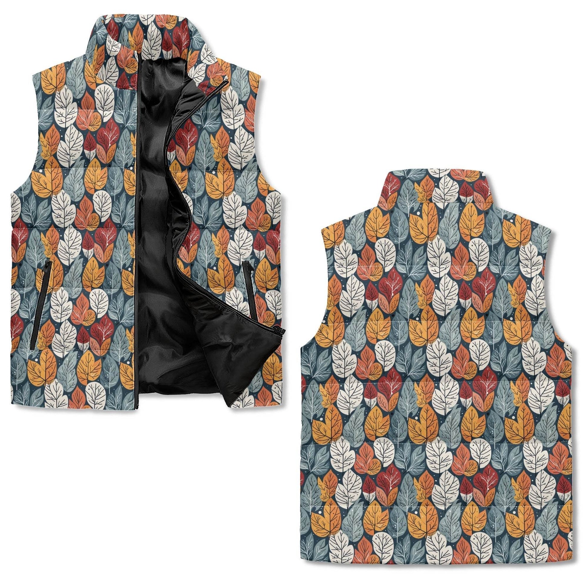 Fall Into Winter Unisex Lightweight Stand Collar Zip Up Puffer Vest - DeRose Seasonal