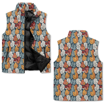 Fall Into Winter Unisex Lightweight Stand Collar Zip Up Puffer Vest - DeRose Seasonal