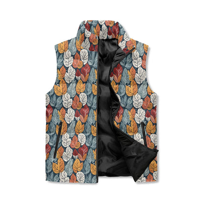 Fall Into Winter Unisex Lightweight Stand Collar Zip Up Puffer Vest - DeRose Seasonal
