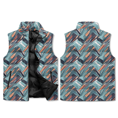 Abstract Breeze Unisex Lightweight Stand Collar Zip Up Puffer Vest - DeRose Seasonal