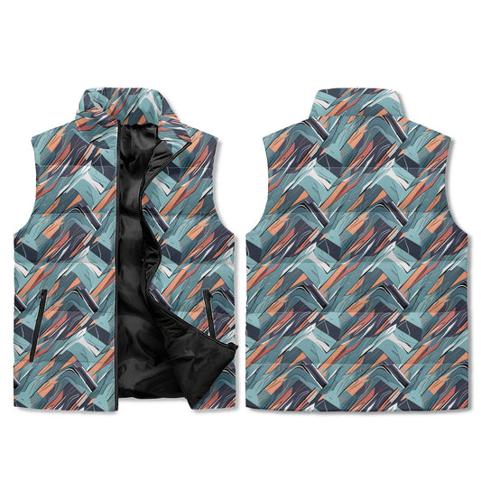 Abstract Breeze Unisex Lightweight Stand Collar Zip Up Puffer Vest - DeRose Seasonal