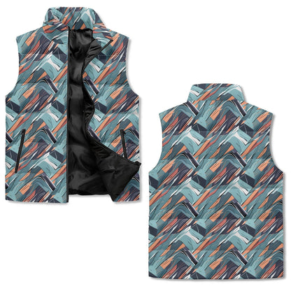 Abstract Breeze Unisex Lightweight Stand Collar Zip Up Puffer Vest - DeRose Seasonal