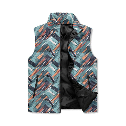 Abstract Breeze Unisex Lightweight Stand Collar Zip Up Puffer Vest - DeRose Seasonal