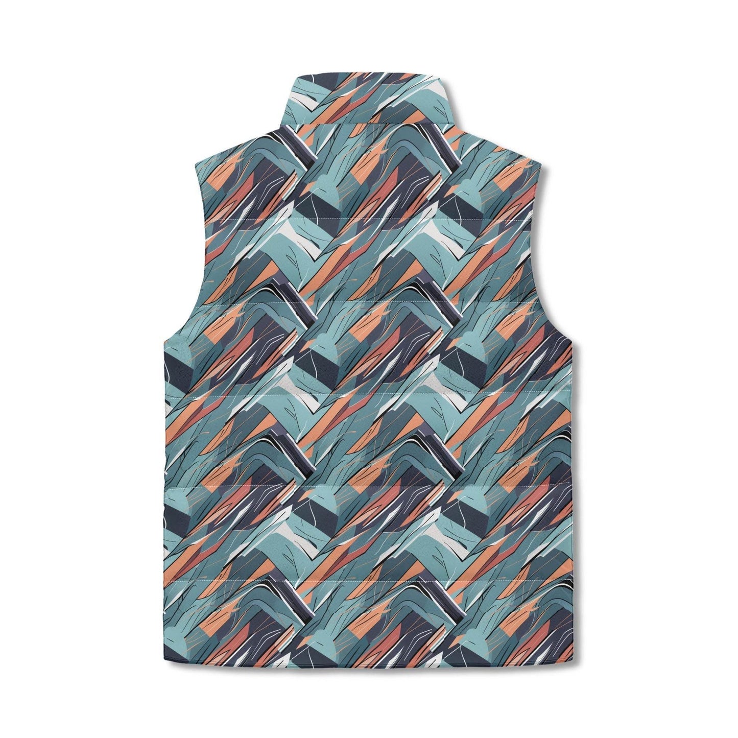 Abstract Breeze Unisex Lightweight Stand Collar Zip Up Puffer Vest - DeRose Seasonal