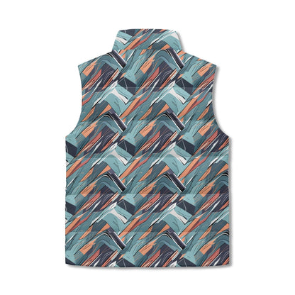 Abstract Breeze Unisex Lightweight Stand Collar Zip Up Puffer Vest - DeRose Seasonal