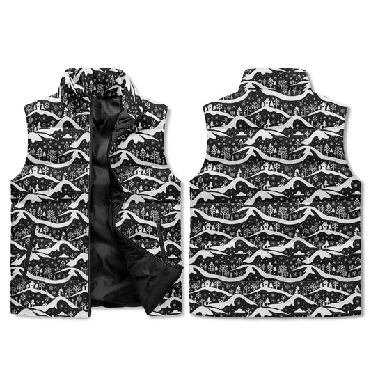 Winter Town Unisex Lightweight Stand Collar Zip Up Puffer Vest - DeRose Seasonal