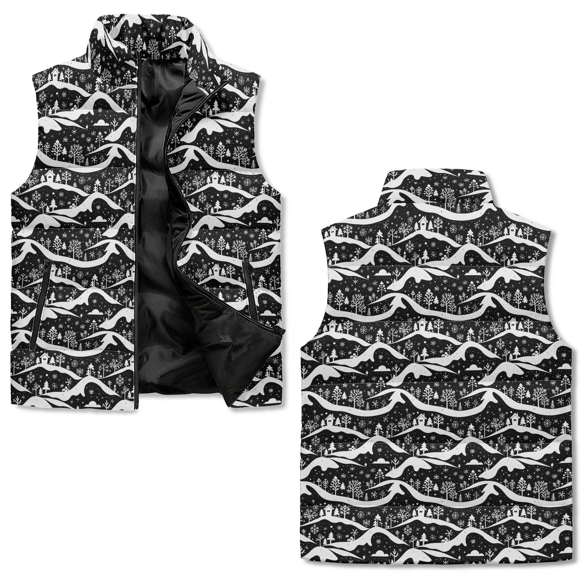 Winter Town Unisex Lightweight Stand Collar Zip Up Puffer Vest - DeRose Seasonal