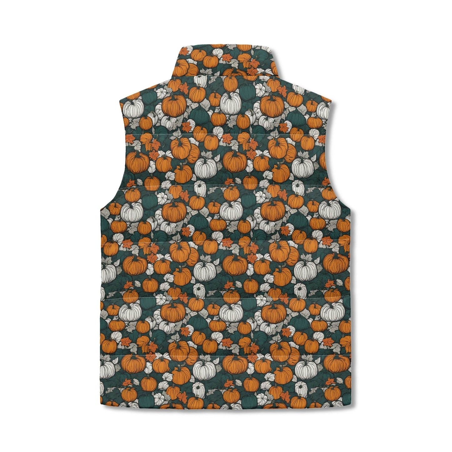 Dark Pumpkin Patch Unisex Lightweight Stand Collar Zip Up Puffer Vest - DeRose Seasonal