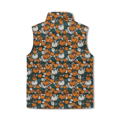 Dark Pumpkin Patch Unisex Lightweight Stand Collar Zip Up Puffer Vest - DeRose Seasonal