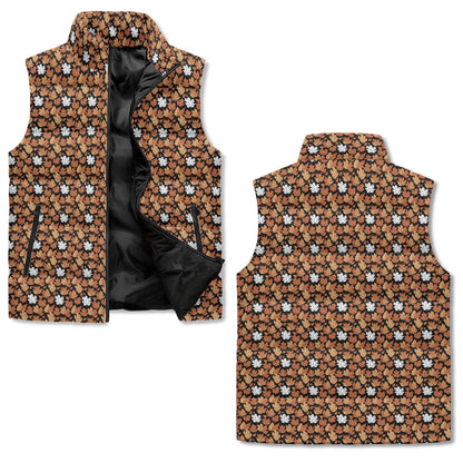 Maple Leaves Unisex Lightweight Stand Collar Zip Up Puffer Vest - DeRose Seasonal