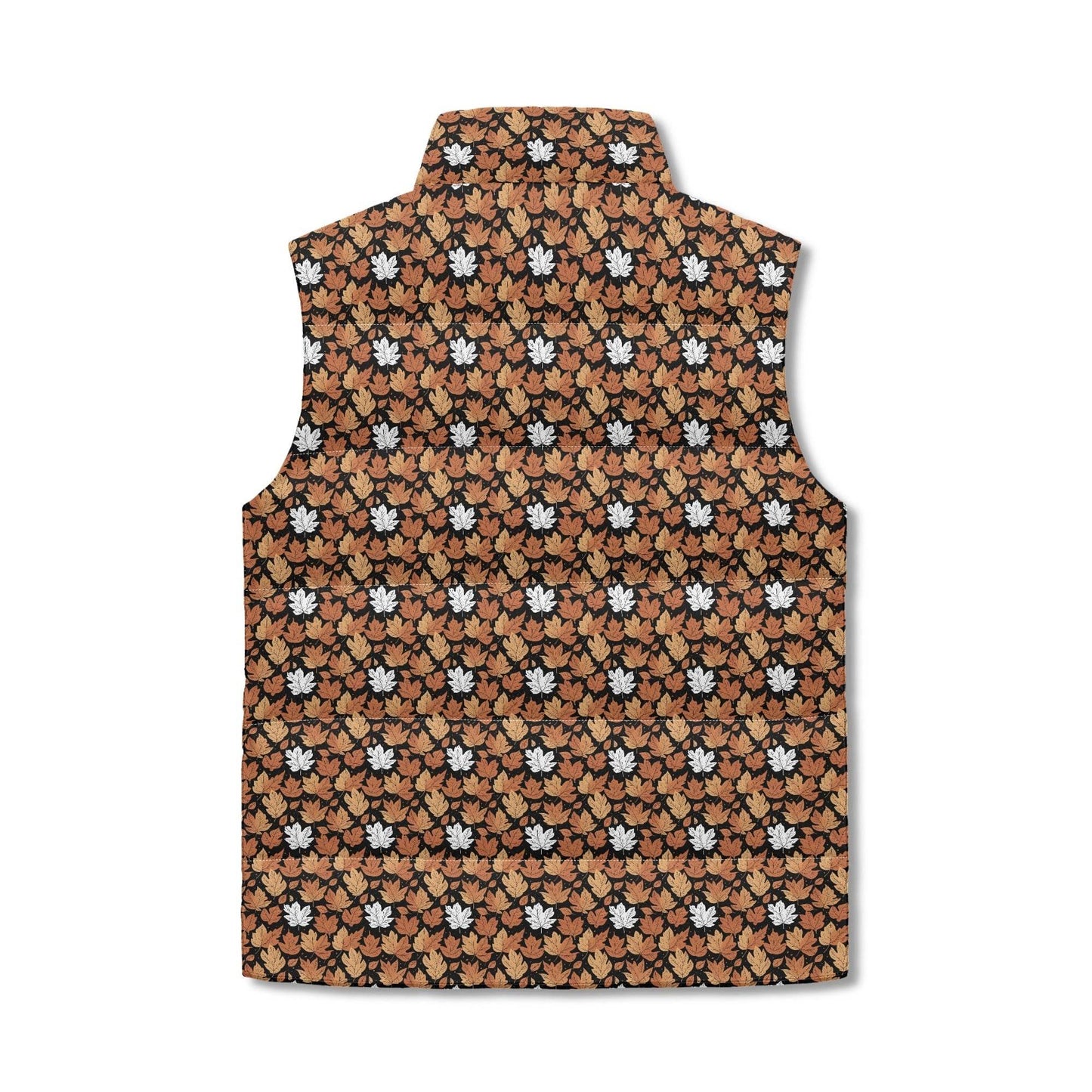 Maple Leaves Unisex Lightweight Stand Collar Zip Up Puffer Vest - DeRose Seasonal