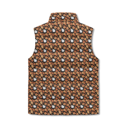 Maple Leaves Unisex Lightweight Stand Collar Zip Up Puffer Vest - DeRose Seasonal