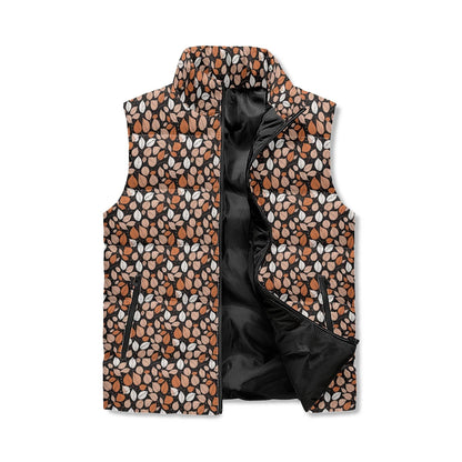 Dark Leaves Unisex Lightweight Stand Collar Zip Up Puffer Vest - DeRose Seasonal