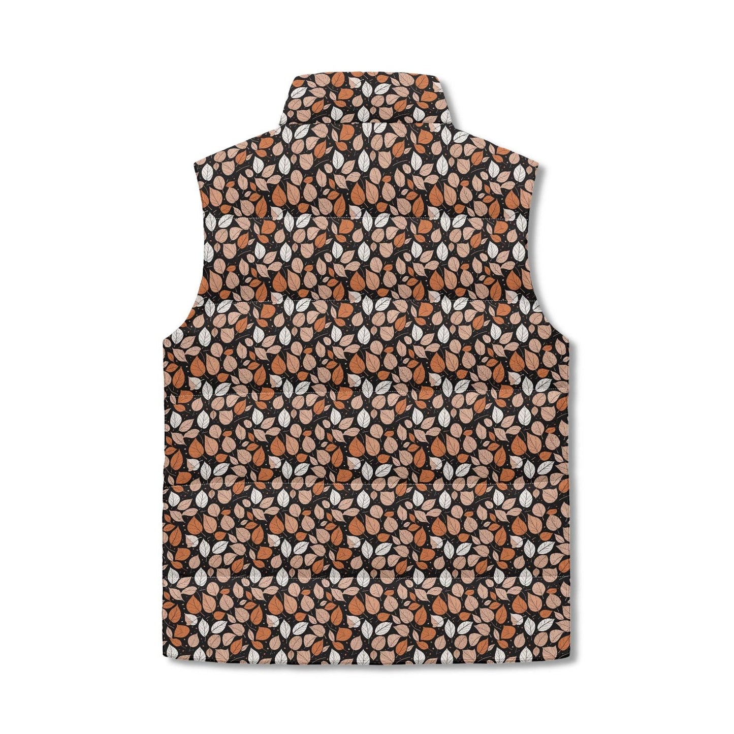 Dark Leaves Unisex Lightweight Stand Collar Zip Up Puffer Vest - DeRose Seasonal