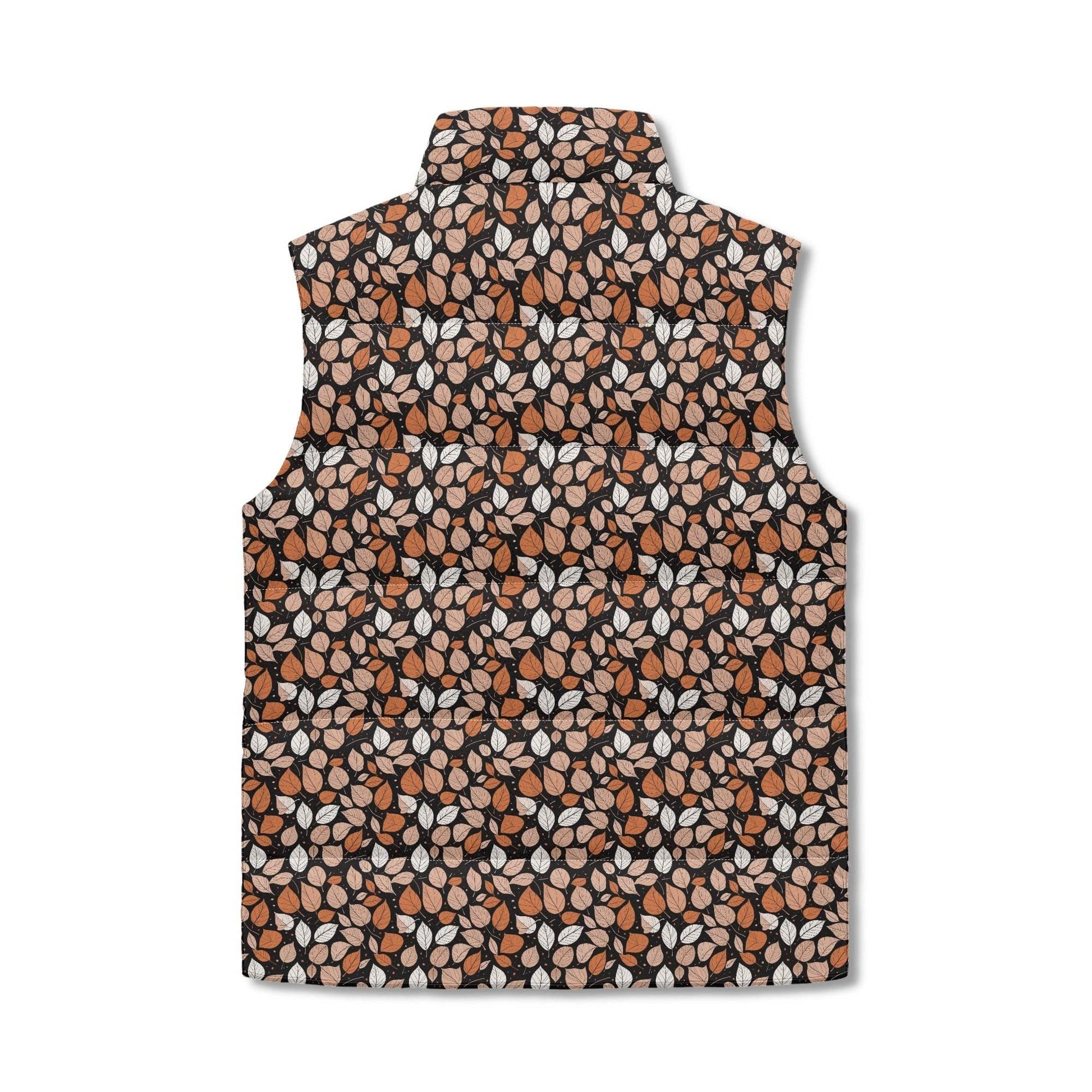 Dark Leaves Unisex Lightweight Stand Collar Zip Up Puffer Vest - DeRose Seasonal