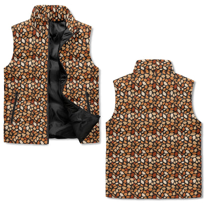 Red Leaves Unisex Lightweight Stand Collar Zip Up Puffer Vest - DeRose Seasonal