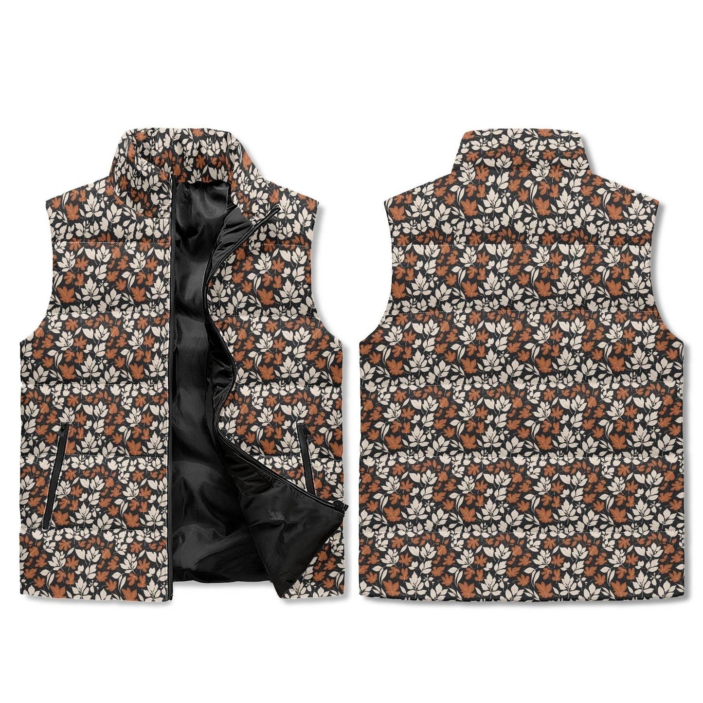 Dark Autumn Unisex Lightweight Stand Collar Zip Up Puffer Vest - DeRose Seasonal