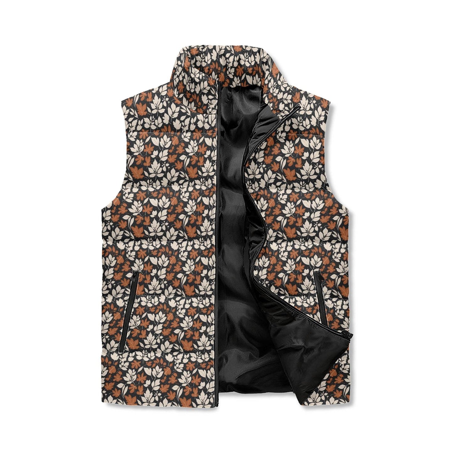 Dark Autumn Unisex Lightweight Stand Collar Zip Up Puffer Vest - DeRose Seasonal