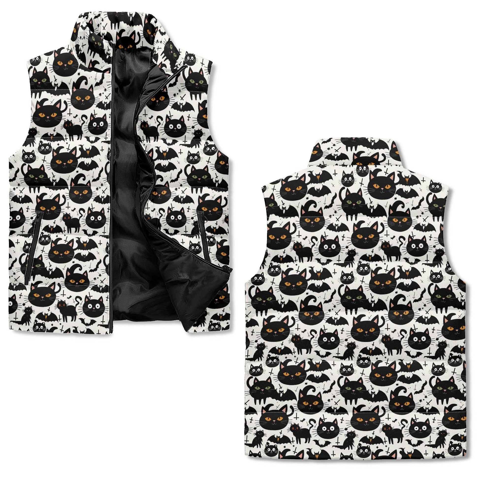 Crazy Cat Lady Unisex Lightweight Stand Collar Zip Up Puffer Vest - DeRose Seasonal