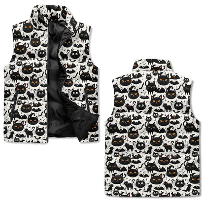 Crazy Cat Lady Unisex Lightweight Stand Collar Zip Up Puffer Vest - DeRose Seasonal