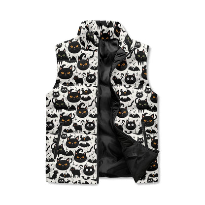 Crazy Cat Lady Unisex Lightweight Stand Collar Zip Up Puffer Vest - DeRose Seasonal